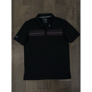 Adidas Polo Climacool Shirt Mens Size M Black Short Sleeve Striped‎